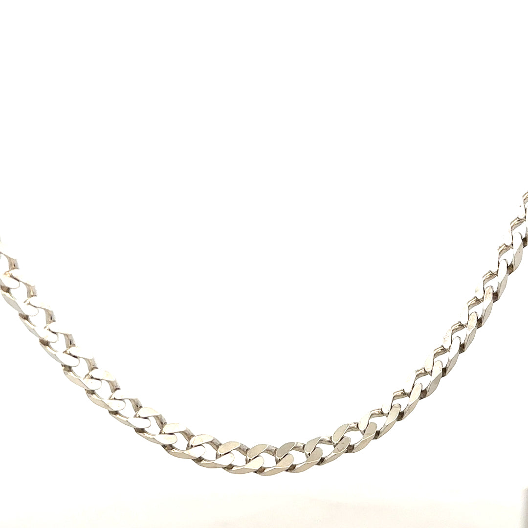 Silver curb chain weighing 28.8g with a sleek, polished finish, perfect for jewelry making or accessorizing.