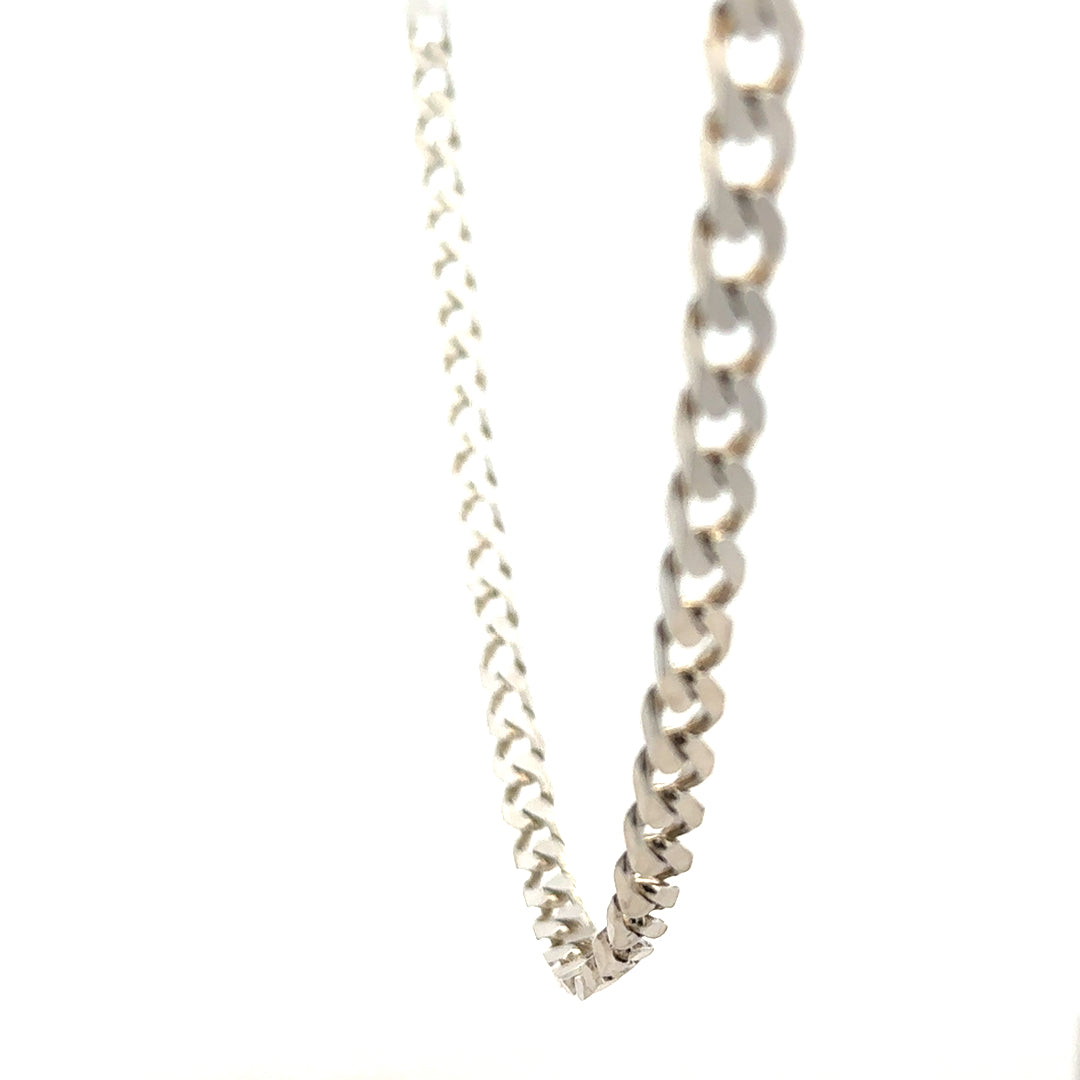 Silver curb chain weighing 28.8g, featuring a classic link design, displayed on a plain background.