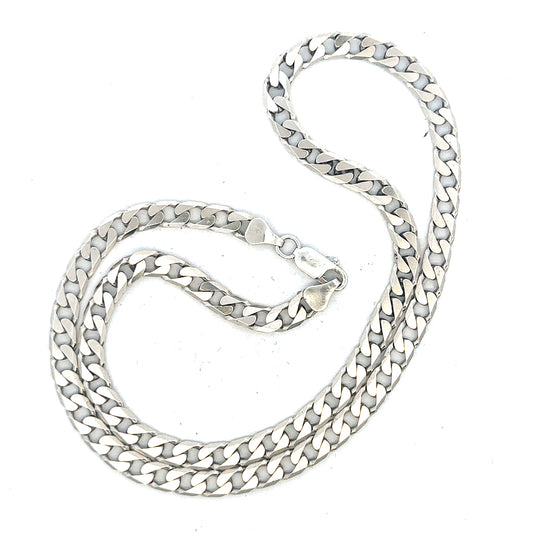 Silver curb chain weighing 31.3g, showcasing a detailed, polished unbranded jewelry chain with classic curb link design.