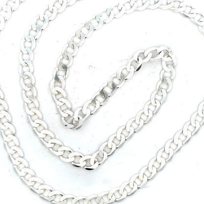 Silver curb chain weighing 34.5g, featuring a classic design, perfect for jewelry or accessories.