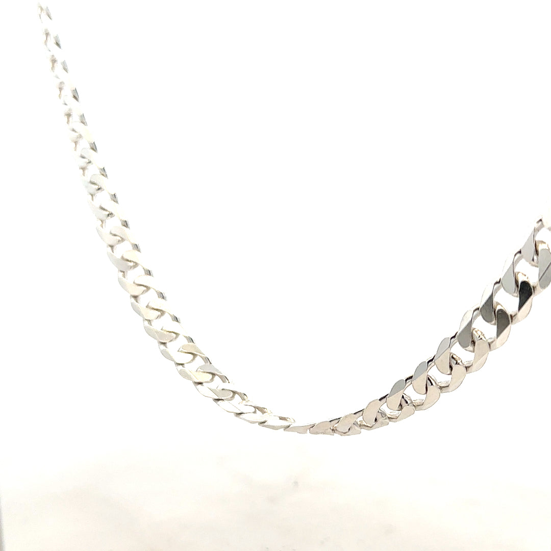Silver curb chain weighing 44.6g, unbranded jewelry chain with a classic curb link design.