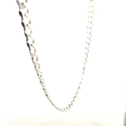 Silver curb chain weighing 44.6g, showcasing its polished links and durable design, perfect for stylish jewelry accessories.
