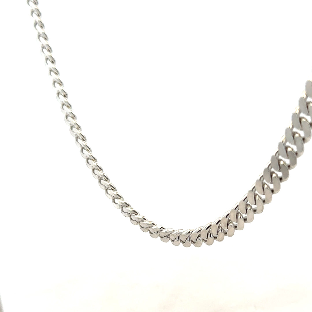 Silver curb chain weighing 51.8g, featuring a classic linked design, shown in a close-up view.