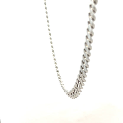 Silver curb chain weighing 51.8g, featuring classic interlinked design, ideal for jewelry crafting or wearing.