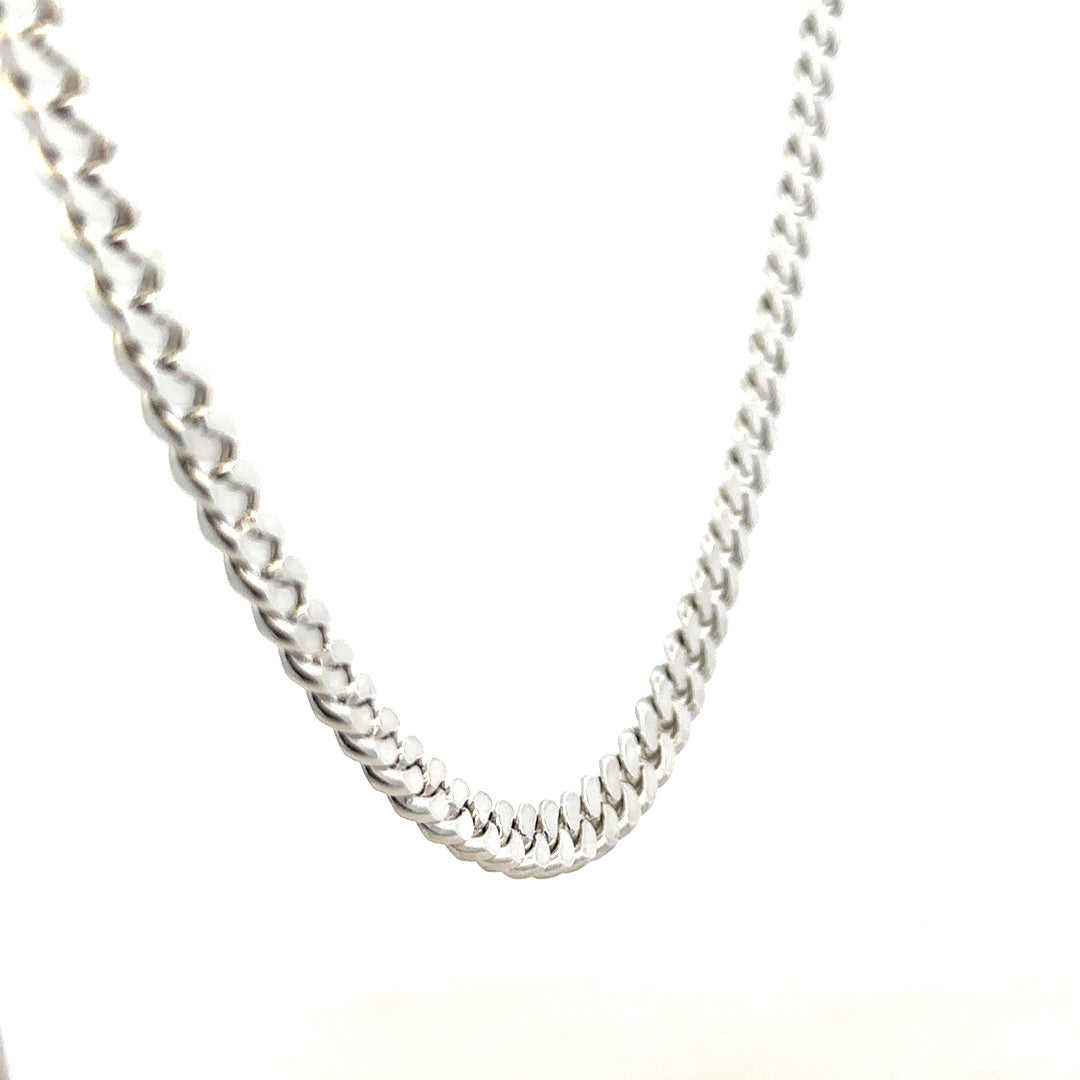 Silver curb chain weighing 51.8g with a sleek design, perfect for stylish jewelry wear, unbranded.
