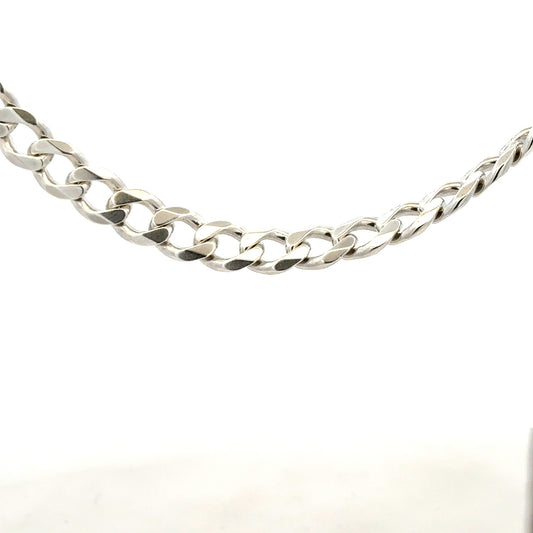 Silver curb chain weighing 59.3g, unbranded jewelry piece with interlinked oval links, shown in a neutral setting.
