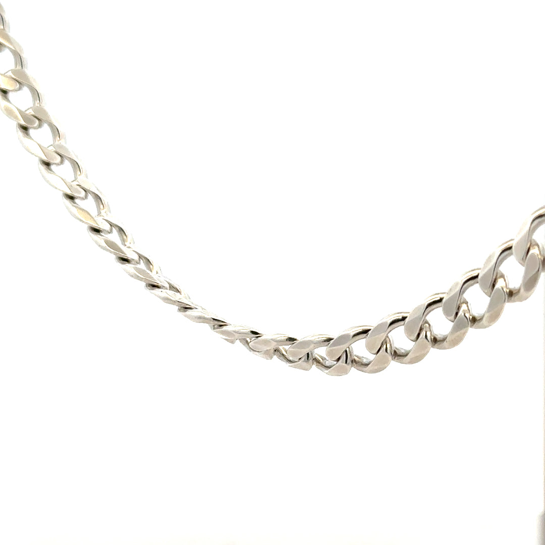 Silver curb chain weighing 59.3g with a classic design, shown in close-up detail on a neutral background.