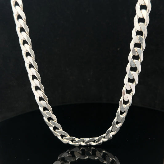 Silver curb chain weighing 60.4g, featuring classic interlinked design, suitable for jewelry or accessories.