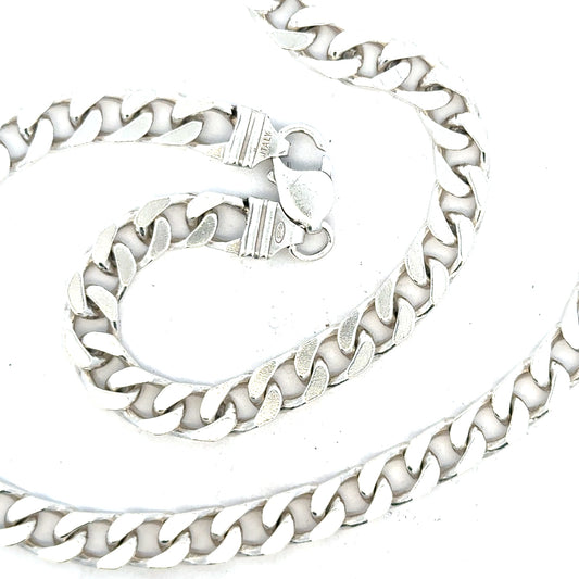 Silver curb chain weighing 63.4g, unbranded jewelry chain with a classic curb link design.