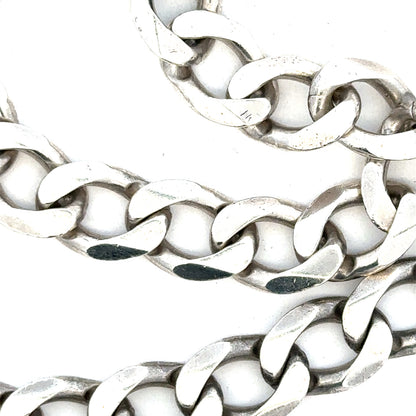 Silver curb chain weighing 80.2g, unbranded jewelry chain with a classic curb link design displayed in the image.