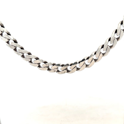Silver curb chain weighing 91.1g, showcasing its shiny, durable links, ideal for jewelry or fashion accessories.