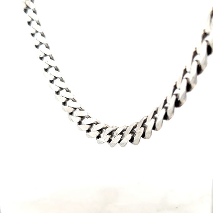 Silver curb chain weighing 91.1g, showcasing a polished jewelry link chain with a sleek, classic design.
