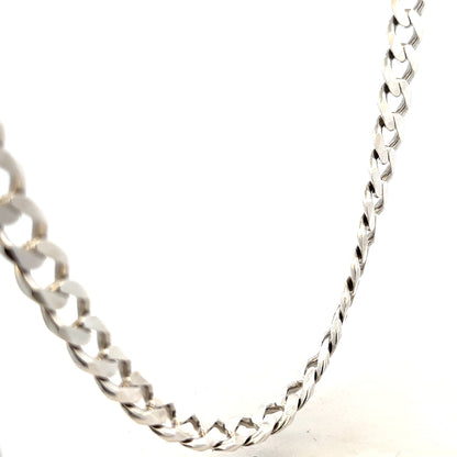 Silver curb chain weighing 91.8g, unbranded, with detailed links, displayed on a neutral background.