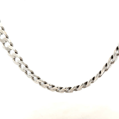 Silver curb chain weighing 94.7g, showcasing its sleek metallic links and sturdy design for jewelry or fashion accessories.