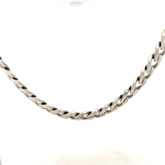 Silver curb chain weighing 96.3g, featuring a sleek, interlinked design, perfect for jewelry making or wear.
