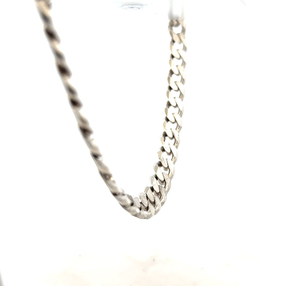 Silver curb chain weighing 96.3g, showcased with detailed links, unbranded jewelry accessory on a neutral background.