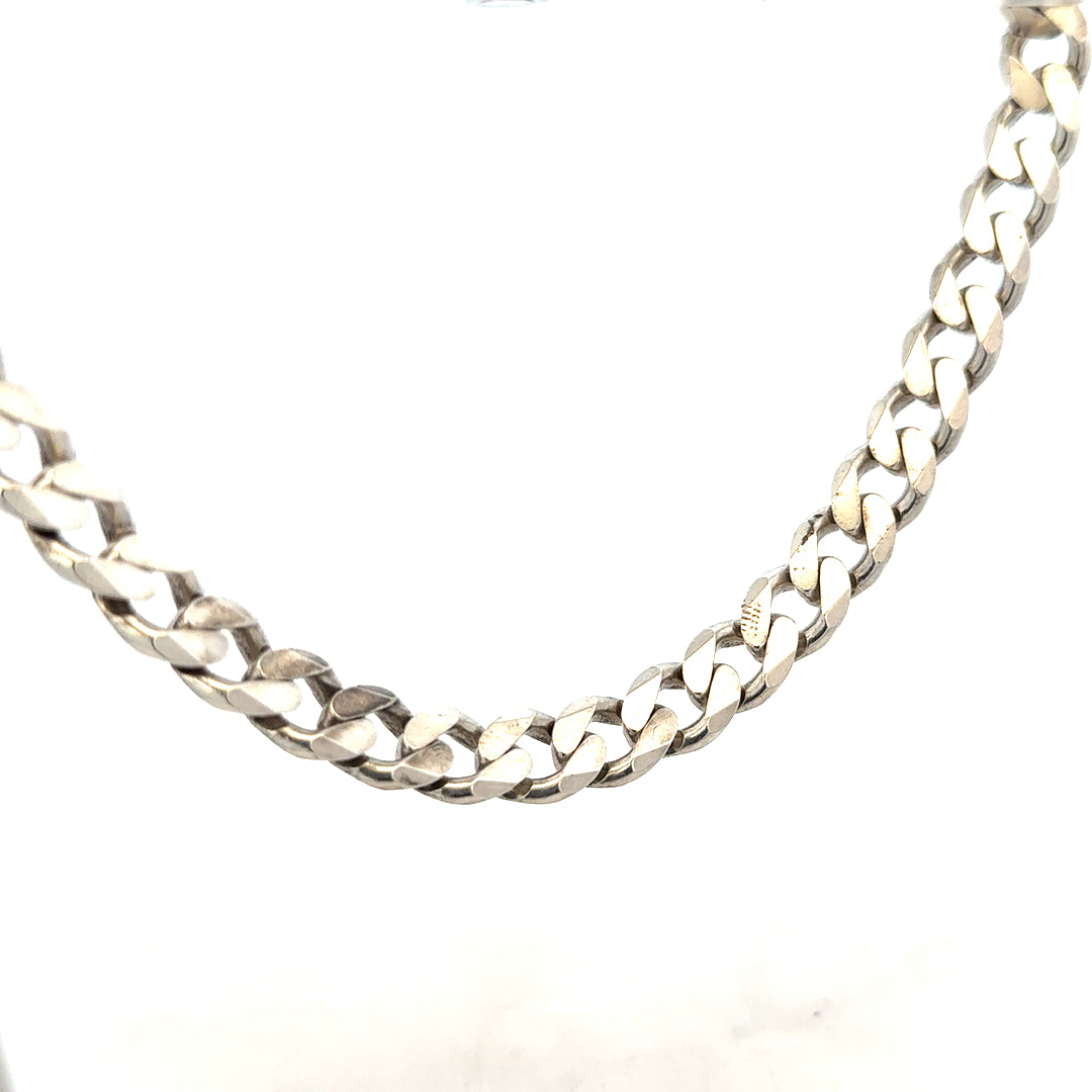 Silver curb chain weighing 96.3g with a classic design, shown in a close-up image.