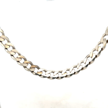 Silver curb chain weighing 96.3g, unbranded jewelry with interlocking oval links, shown in a close-up image.