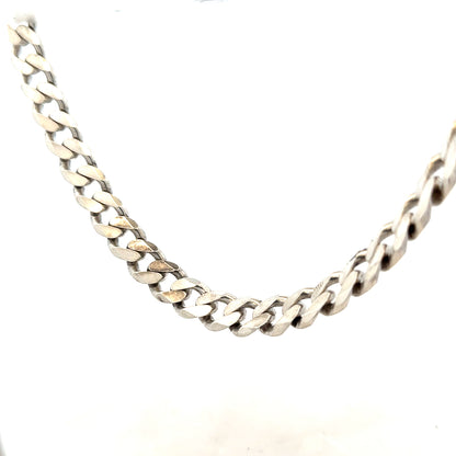 Silver curb chain weighing 96.3g, unbranded jewelry chain with a sleek, interconnected link design.