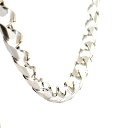 Silver curb chain necklace weighing 159.4g, featuring classic linked design, unbranded jewelry accessory.
