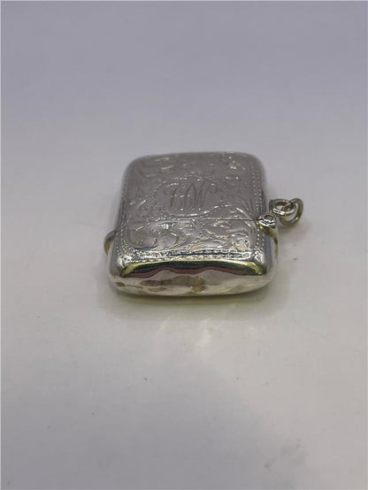 Silver match stick holder with a sleek design, weighing 17.7g, perfect for safely storing matches.