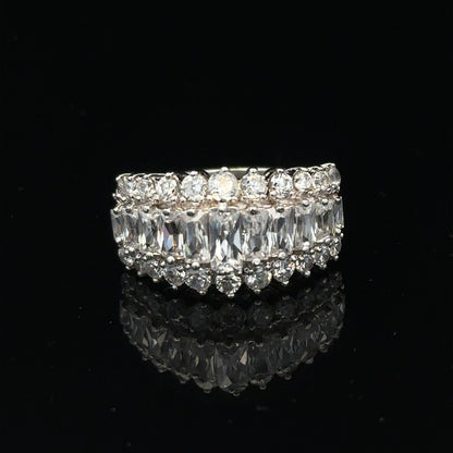 Silver ring in size P featuring a sleek design, displayed on a plain background. Unbranded jewelry accessory.