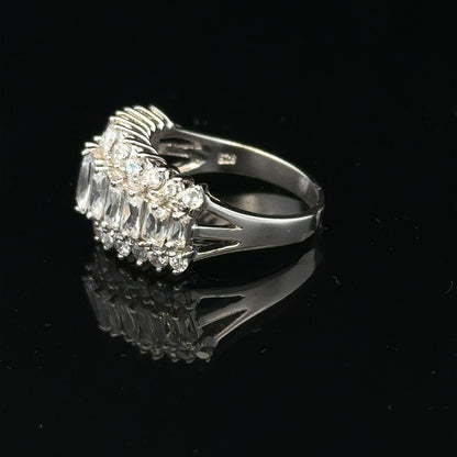 Silver ring size P with a simple, polished band featuring a smooth finish, perfect for everyday wear.