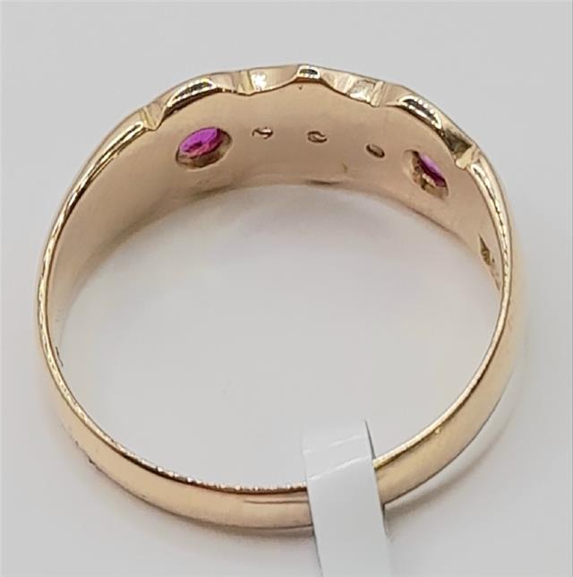 Vintage 15ct gold diamond ring in size M, featuring a classic design with sparkling diamonds on a gold band.