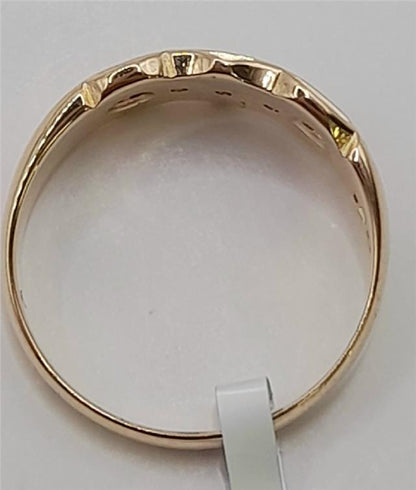 Vintage 15ct gold diamond ring in size M, featuring a classic design with sparkling diamonds and a polished gold band.
