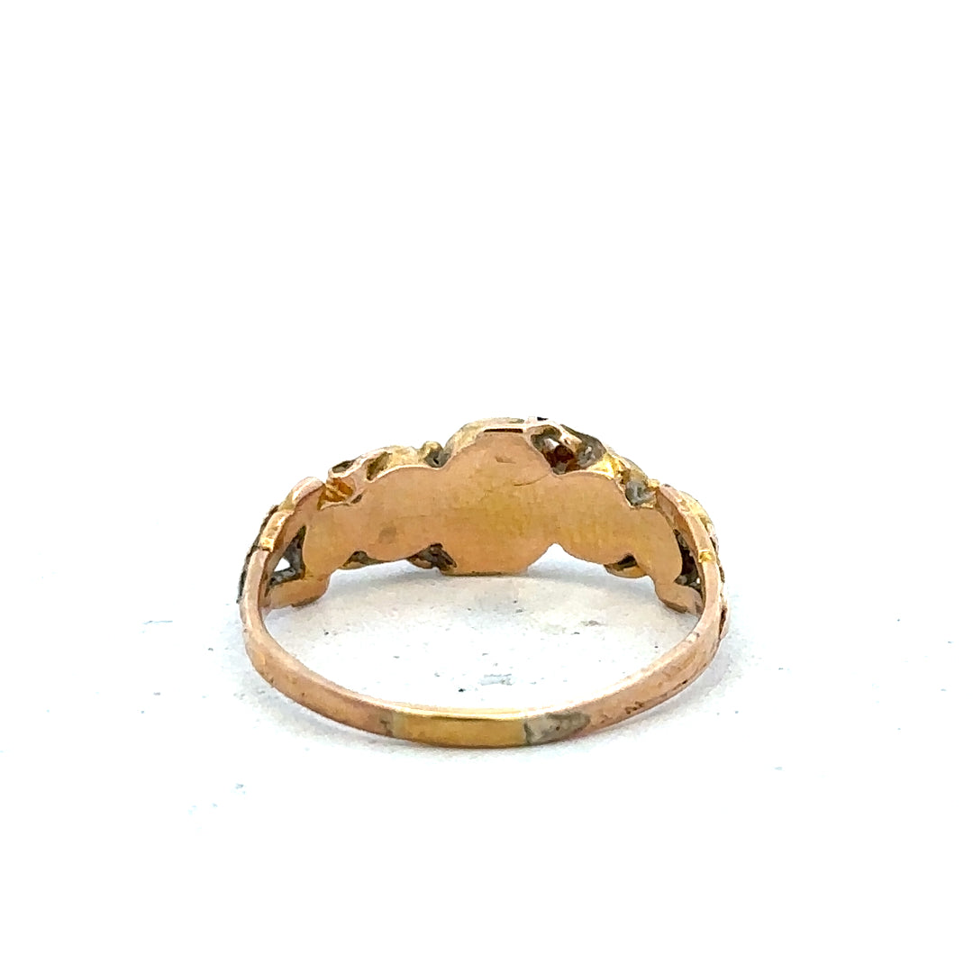 Vintage gold ring size N, unbranded, with a classic design and polished finish, shown on a plain background.