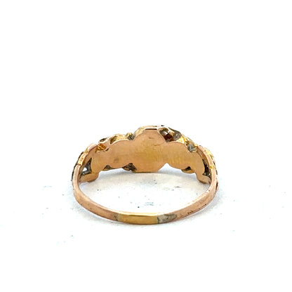 Vintage gold ring size N, unbranded, with a classic design and polished finish, shown on a plain background.